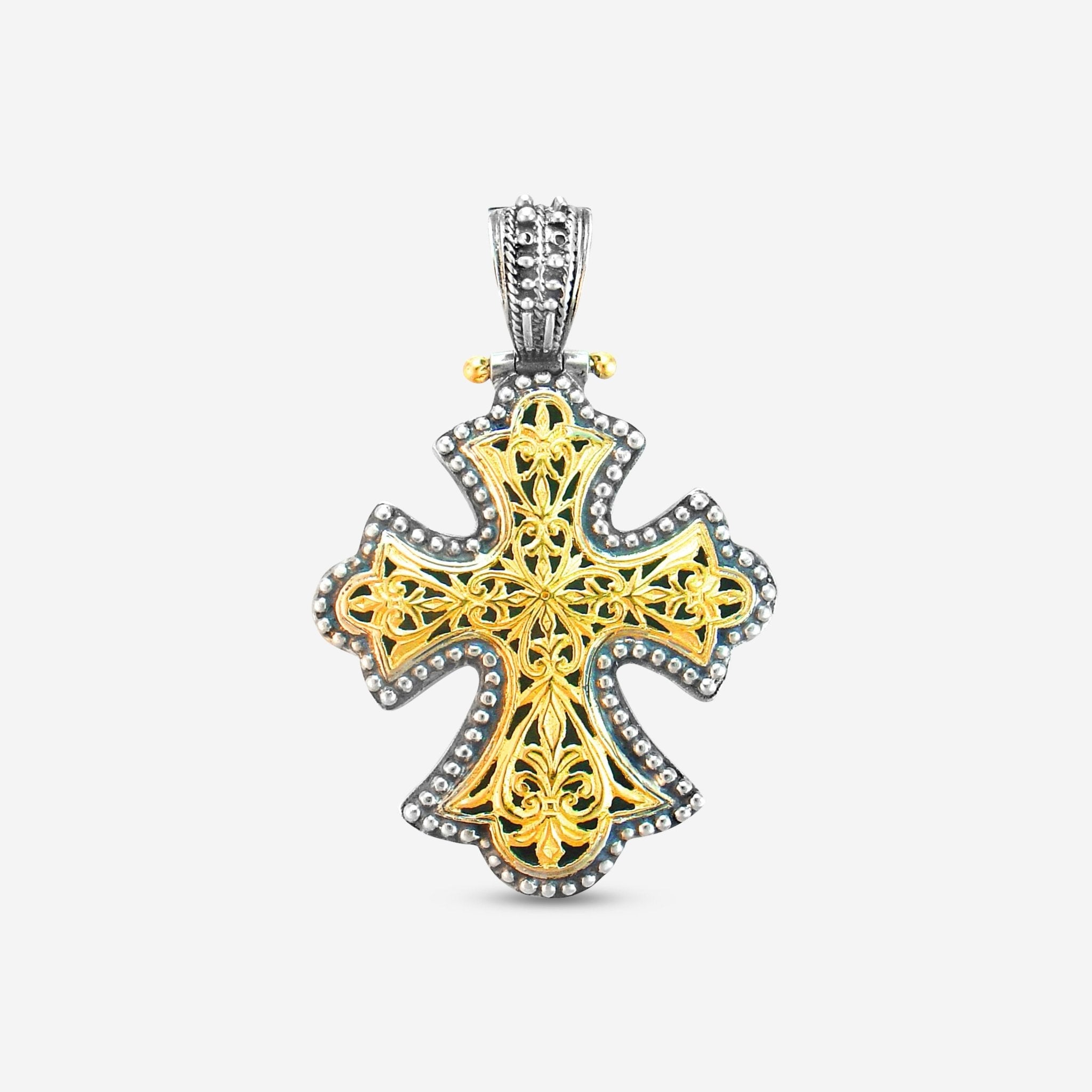 Konstantino Classic Sterling Silver & 18k Yellow Gold Cross Unisex Pendant STLY225-130 - THE SOLIST