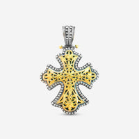 Konstantino Classic Sterling Silver & 18k Yellow Gold Cross Unisex Pendant STLY225-130 - THE SOLIST