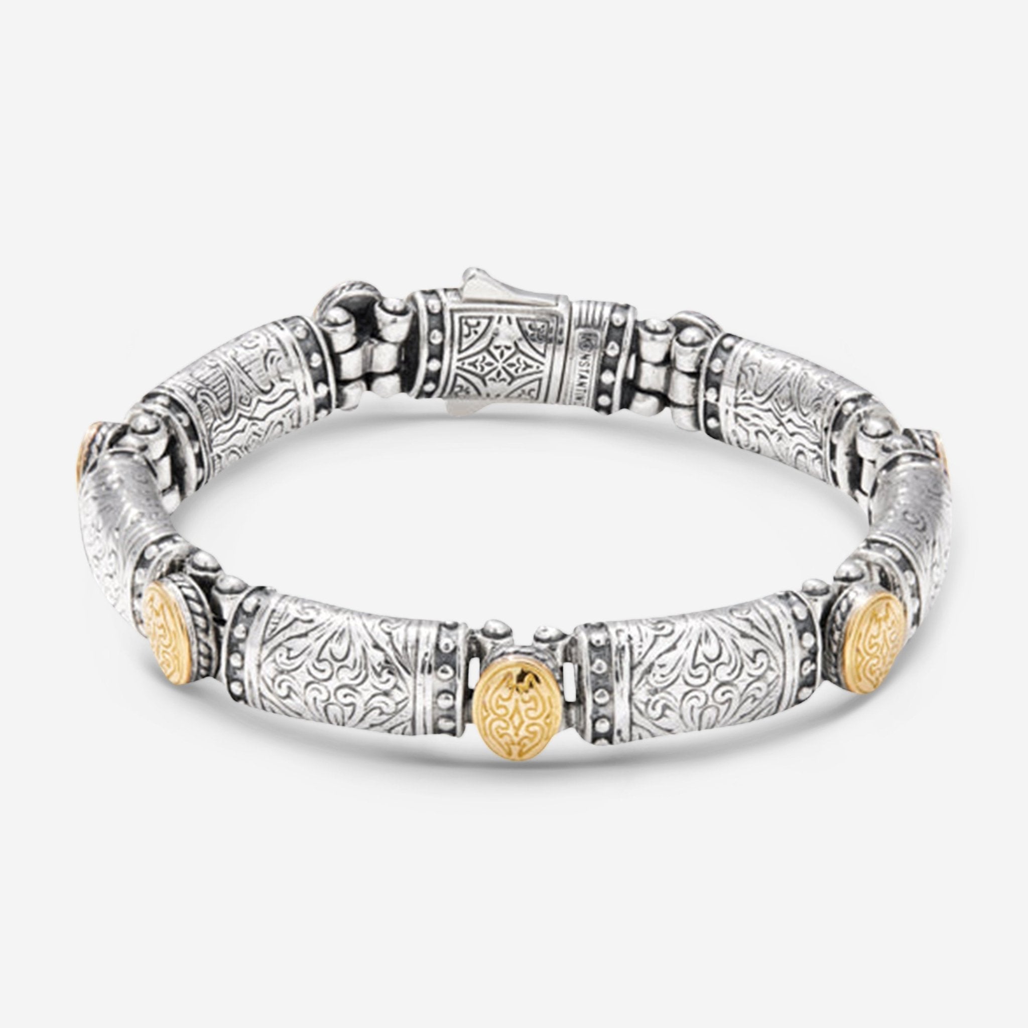 Konstantino Classic Sterling Silver & 18K Yellow Gold Station Unisex Bracelet BMK4052-130 - THE SOLIST