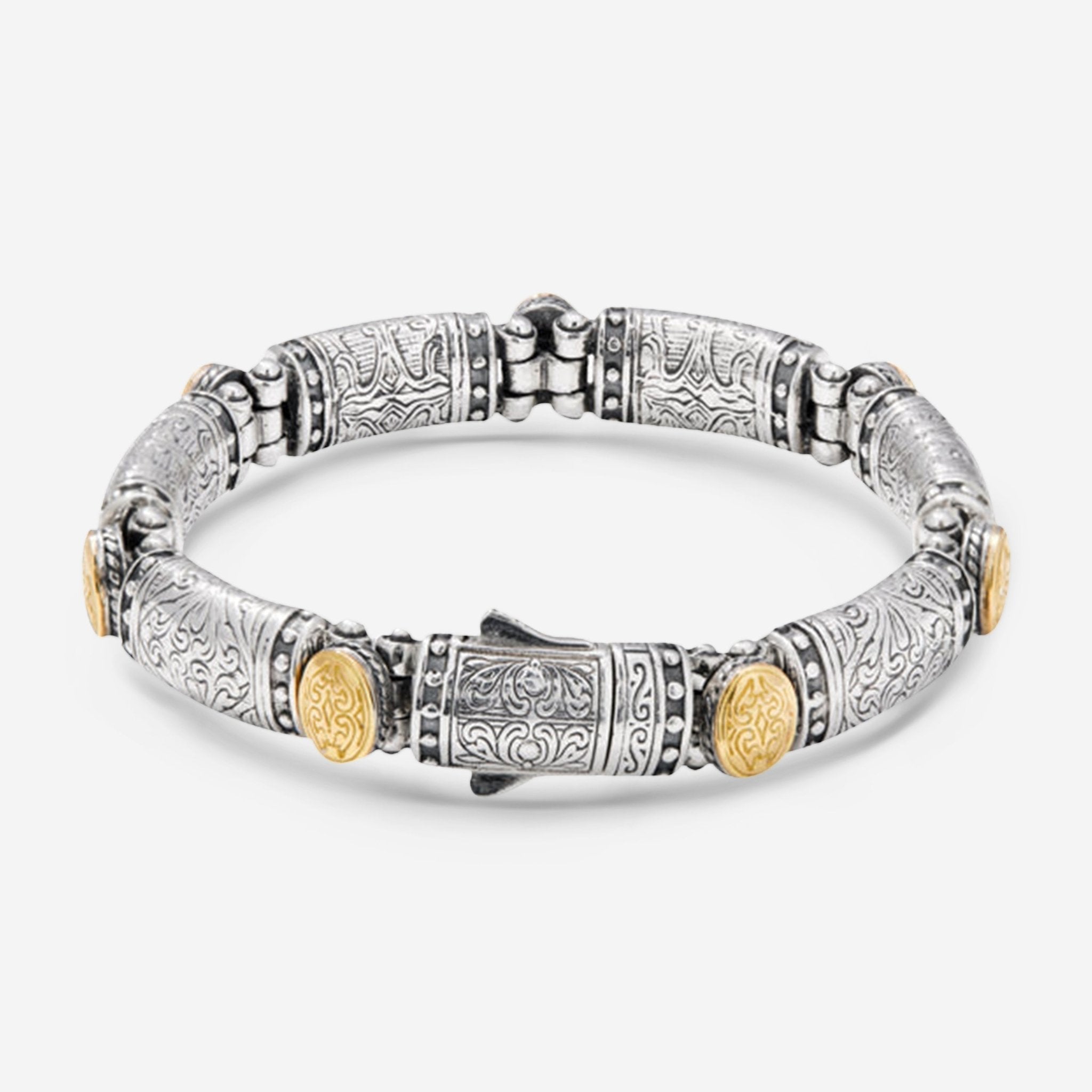 Konstantino Classic Sterling Silver & 18K Yellow Gold Station Unisex Bracelet BMK4052-130 - THE SOLIST