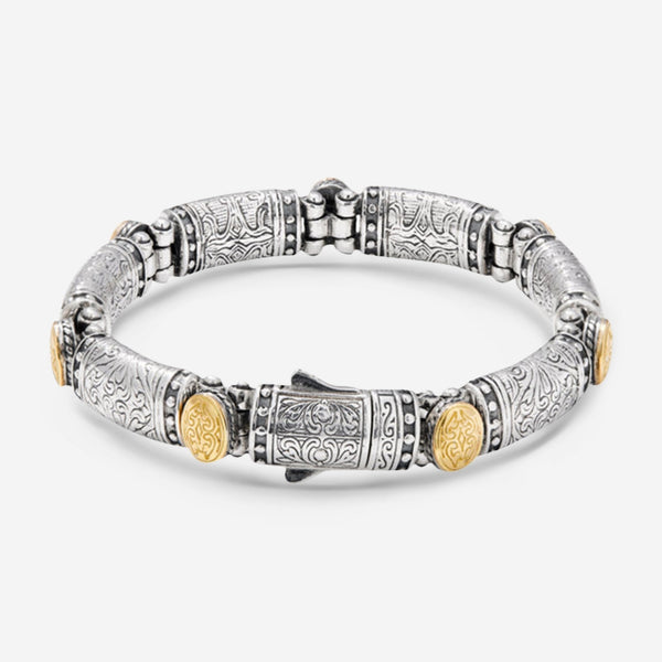 Konstantino Classic Sterling Silver & 18K Yellow Gold Station Unisex Bracelet BMK4052-130 - THE SOLIST