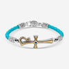 Konstantino Dome Sterling Silver & 18K Yellow Gold Blue Spinel Leather Bracelet BKJ701-478-TRQ - THE SOLIST