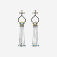 Konstantino Dome Sterling Silver & 18K Yellow Gold Blue Spinel Tassel Earrings SKKJ705 - 478 - THE SOLIST - Konstantino