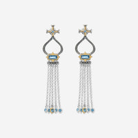 Konstantino Dome Sterling Silver & 18K Yellow Gold Blue Spinel Tassel Earrings SKKJ705-478 - THE SOLIST