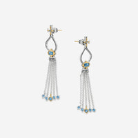 Konstantino Dome Sterling Silver & 18K Yellow Gold Blue Spinel Tassel Earrings SKKJ705 - 478 - THE SOLIST - Konstantino