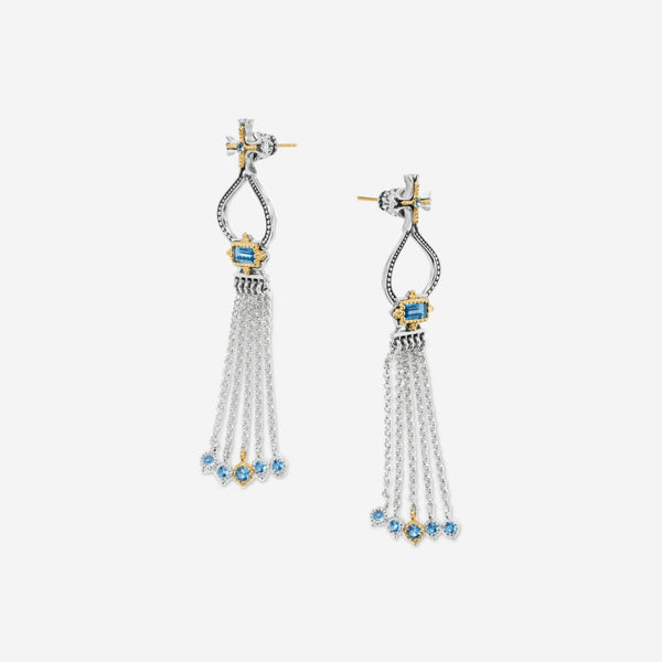 Konstantino Dome Sterling Silver & 18K Yellow Gold Blue Spinel Tassel Earrings SKKJ705 - 478 - THE SOLIST - Konstantino