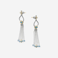 Konstantino Dome Sterling Silver & 18K Yellow Gold Blue Spinel Tassel Earrings SKKJ705-478 - THE SOLIST