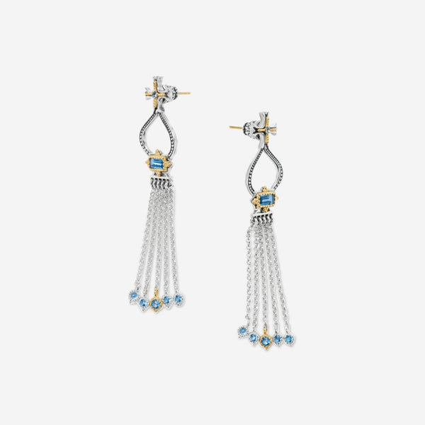 Konstantino Dome Sterling Silver & 18K Yellow Gold Blue Spinel Tassel Earrings SKKJ705-478 - THE SOLIST