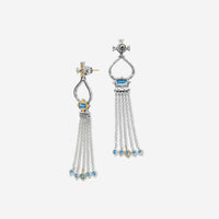 Konstantino Dome Sterling Silver & 18K Yellow Gold Blue Spinel Tassel Earrings SKKJ705-478 - THE SOLIST