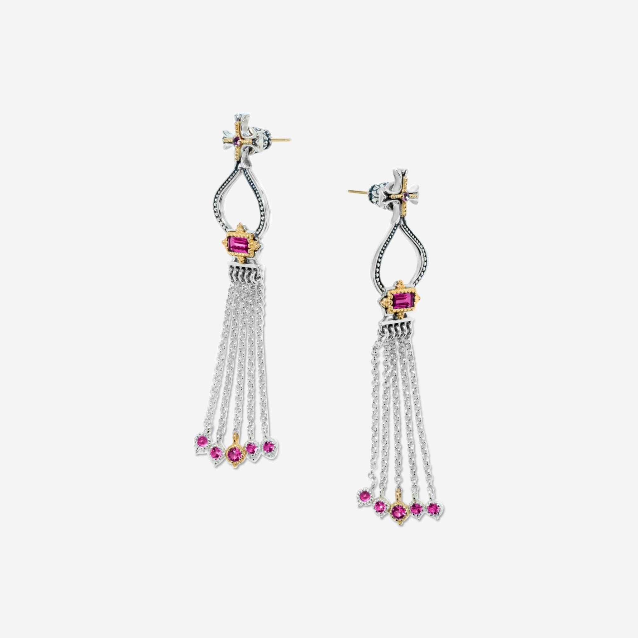 Konstantino Dome Sterling Silver & 18K Yellow Gold Corundum Tassel Earrings SKKJ705 - 538 - THE SOLIST - Konstantino