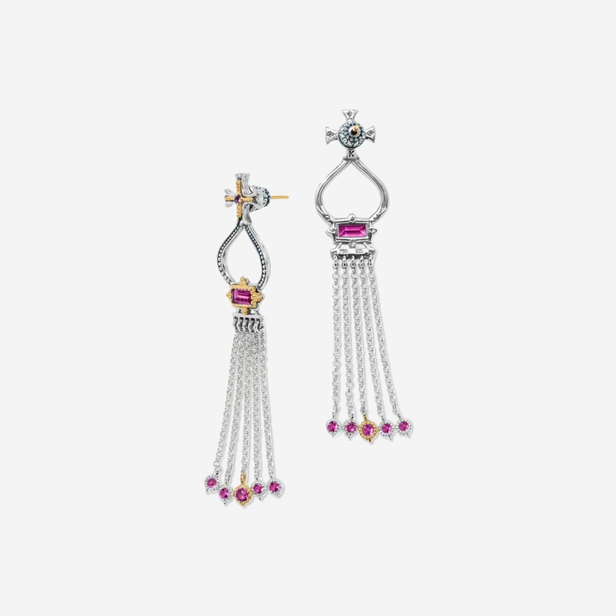 Konstantino Dome Sterling Silver & 18K Yellow Gold Corundum Tassel Earrings SKKJ705 - 538 - THE SOLIST - Konstantino