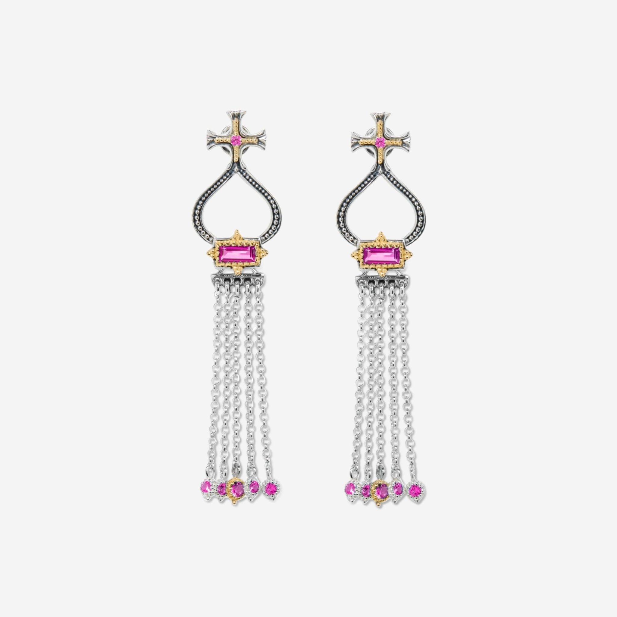 Konstantino Dome Sterling Silver & 18K Yellow Gold Corundum Tassel Earrings SKKJ705 - 538 - THE SOLIST - Konstantino