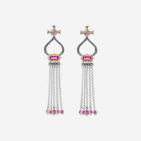 Konstantino Dome Sterling Silver & 18K Yellow Gold Corundum Tassel Earrings SKKJ705 - 538 - THE SOLIST - Konstantino