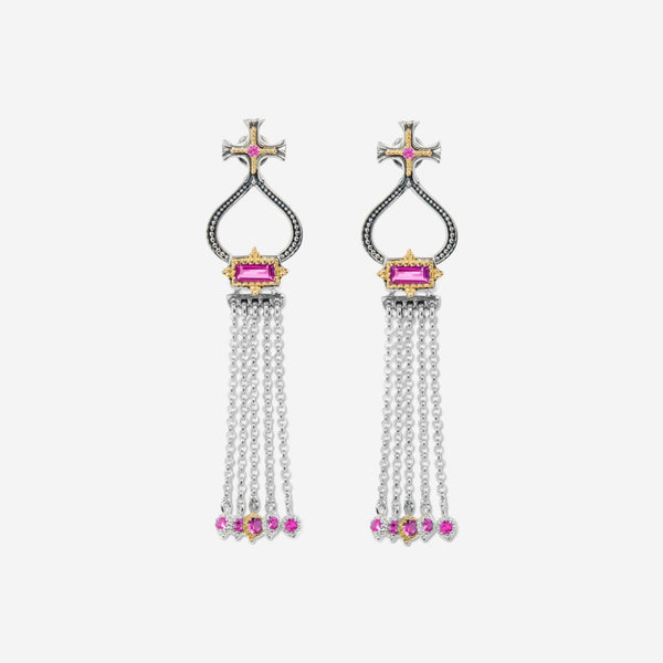 Konstantino Dome Sterling Silver & 18K Yellow Gold Corundum Tassel Earrings SKKJ705-538 - THE SOLIST
