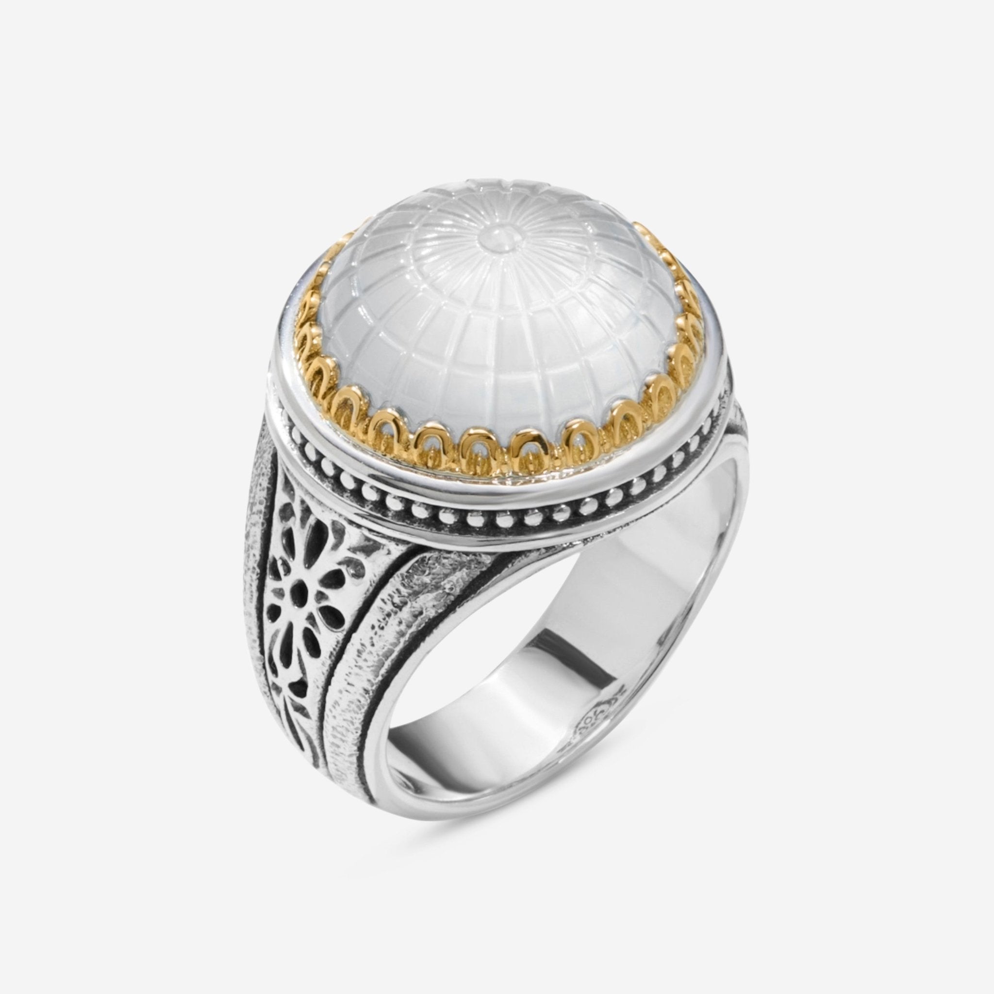 Konstantino Dome Sterling Silver & 18k Yellow Gold Mother of Doublet Ring Sz. 6 DKJ972 - 313 - S6 - THE SOLIST - Konstantino