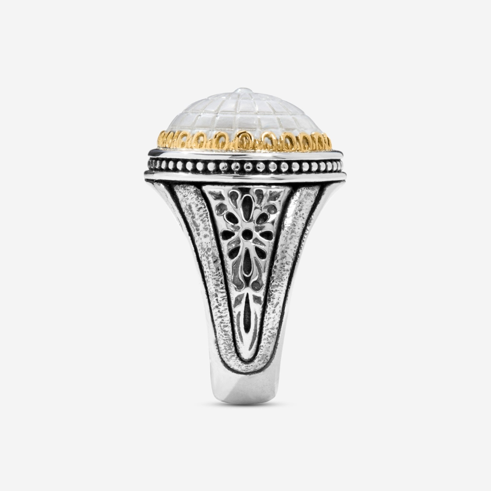 Konstantino Dome Sterling Silver & 18k Yellow Gold Mother of Doublet Ring Sz. 6 DKJ972 - 313 - S6 - THE SOLIST - Konstantino