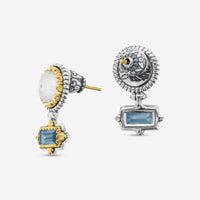 Konstantino Dome Sterling Silver & 18K Yellow Gold Mother of Pearl & Blue Spinel Earrings SKKJ702-630 - THE SOLIST