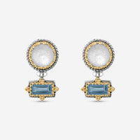Konstantino Dome Sterling Silver & 18K Yellow Gold Mother of Pearl & Blue Spinel Earrings SKKJ702-630 - THE SOLIST