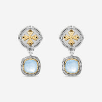 Konstantino Dome Sterling Silver & 18K Yellow Gold Mother of Pearl & Blue Spinel Earrings SKKJ703 - 628 - THE SOLIST - Konstantino