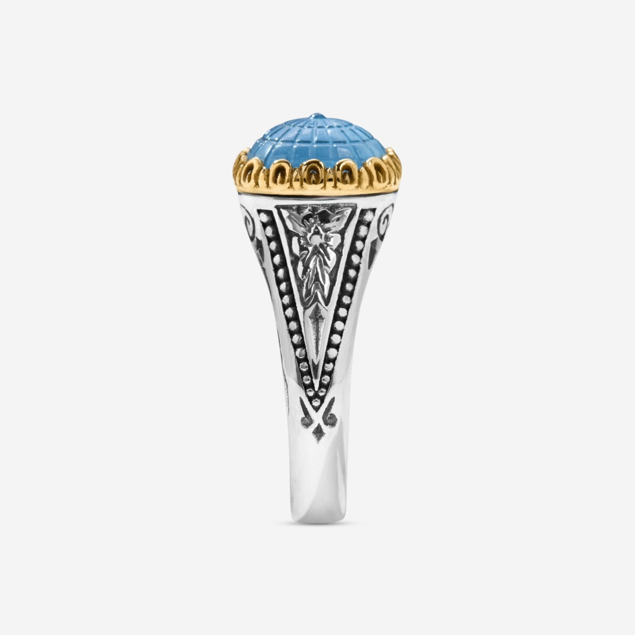 Konstantino Dome Sterling Silver & 18k Yellow Gold Mother of Pearl & Blue Spinel Ring Sz. 7 DKJ970-628-S7 - THE SOLIST