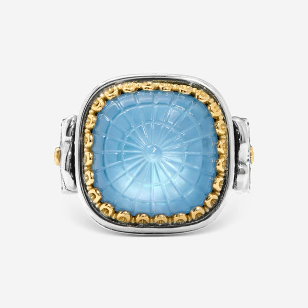 Konstantino Dome Sterling Silver & 18k Yellow Gold Mother of Pearl & Blue Spinel Ring Sz. 7 DKJ978 - 629 - S7 - THE SOLIST - Konstantino