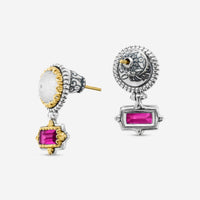 Konstantino Dome Sterling Silver & 18K Yellow Gold Mother of Pearl & Corundum Drop Earrings SKKJ702-631 - THE SOLIST