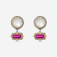 Konstantino Dome Sterling Silver & 18K Yellow Gold Mother of Pearl & Corundum Drop Earrings SKKJ702-631 - THE SOLIST