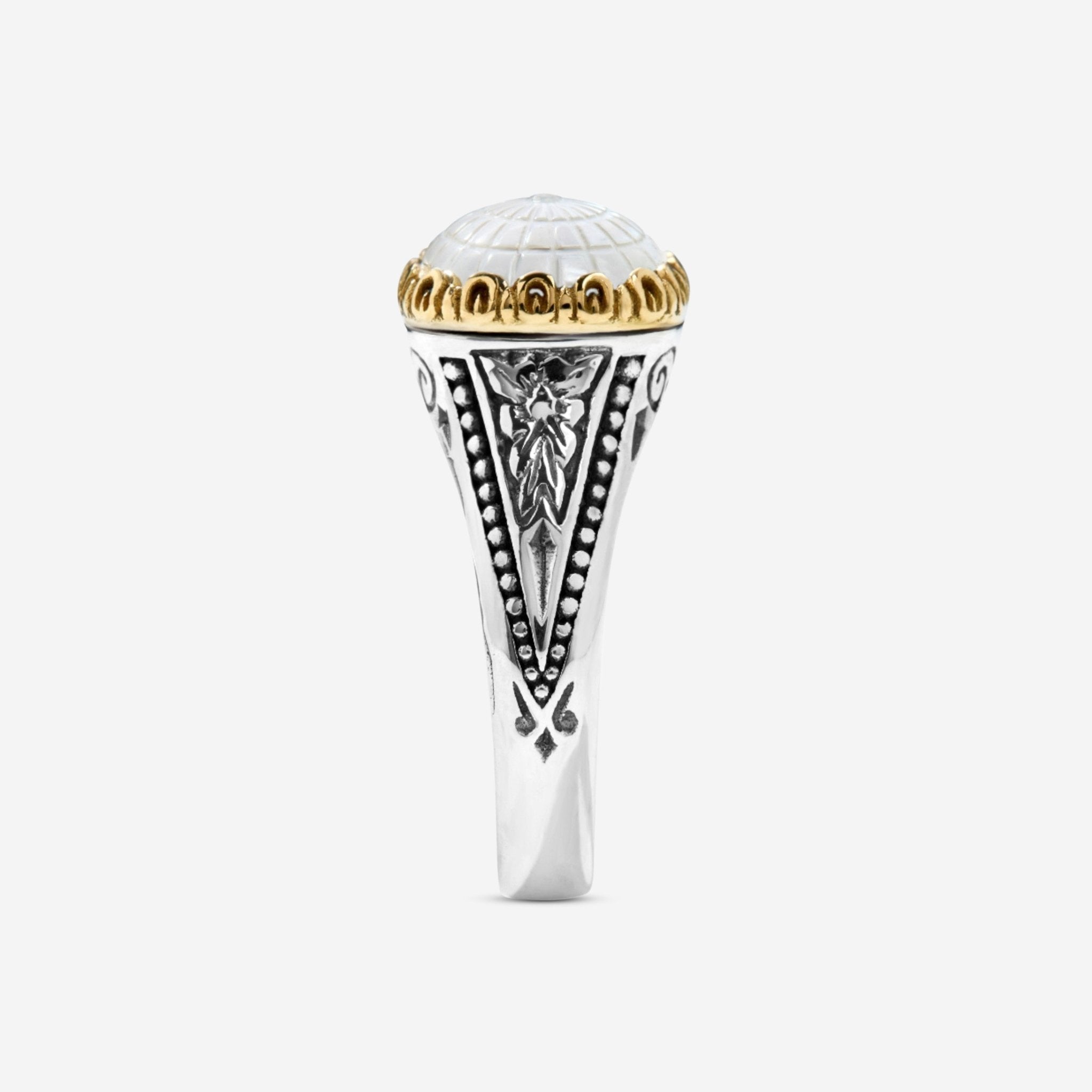Konstantino Dome Sterling Silver & 18k Yellow Gold Mother of Pearl Doublet Ring Sz. 7 DKJ970-313-S7 - THE SOLIST