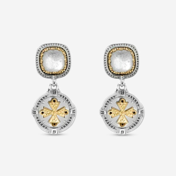 Konstantino Dome Sterling Silver & 18K Yellow Gold Mother of Pearl Drop Earrings SKKJ701 - 313 - THE SOLIST - Konstantino