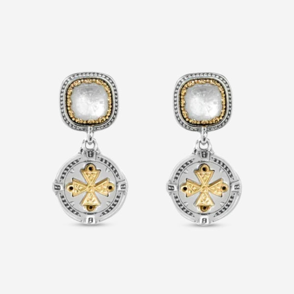 Konstantino Dome Sterling Silver & 18K Yellow Gold Mother of Pearl Drop Earrings SKKJ701-313 - THE SOLIST