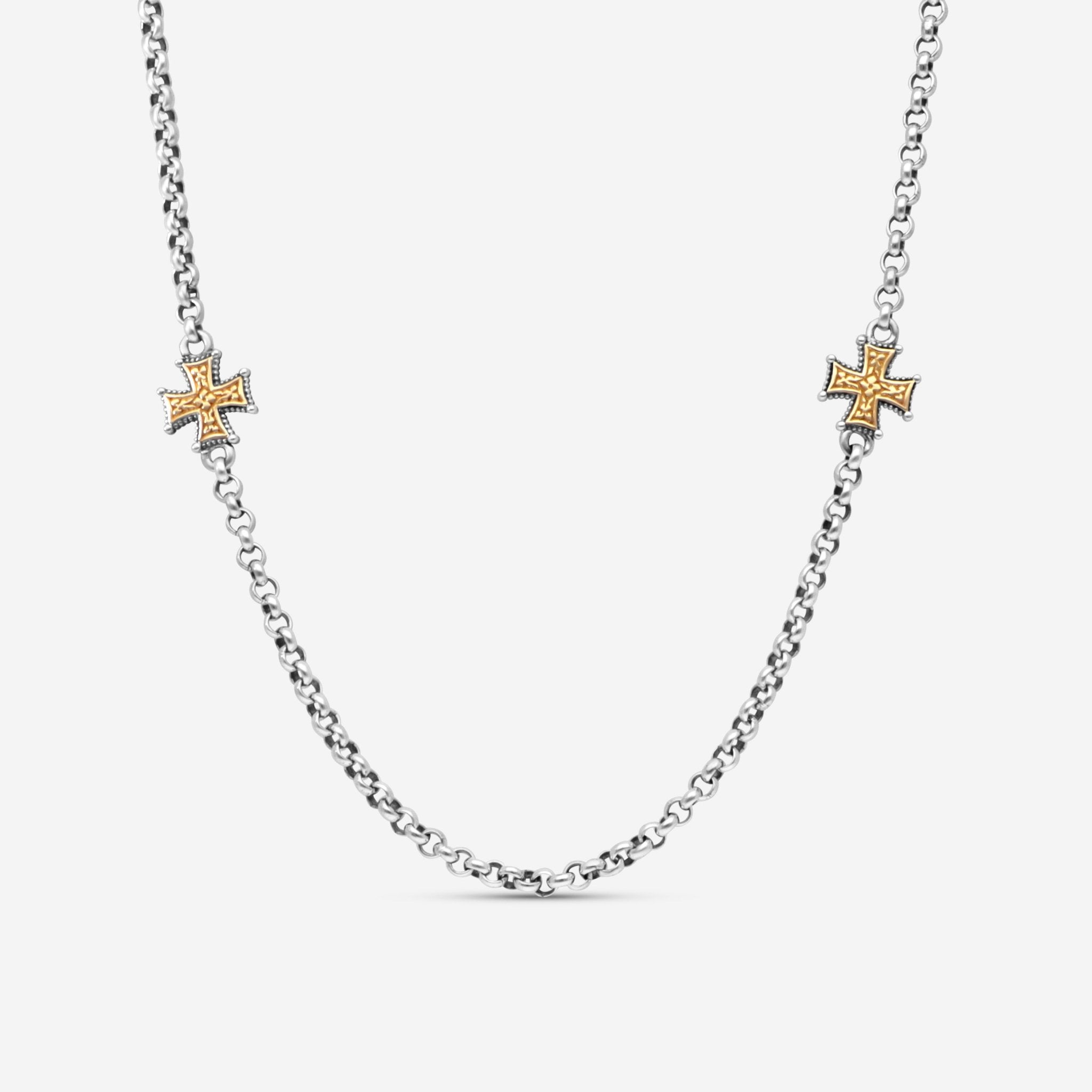 Konstantino Eros Sterling Silver & 18K Yellow Gold Cross Chain Necklace 18