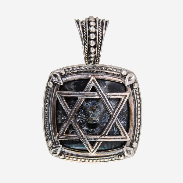 Konstantino Heonos Sterling Silver and Petrified Coral Star of David Pendant MEKJ673 - 131 - 449 - THE SOLIST - Konstantino