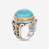 Konstantino Iliada Sterling Silver and 18k Yellow Gold, Chrysocolla Statement Ring DMK2060 - 370 - THE SOLIST - Konstantino