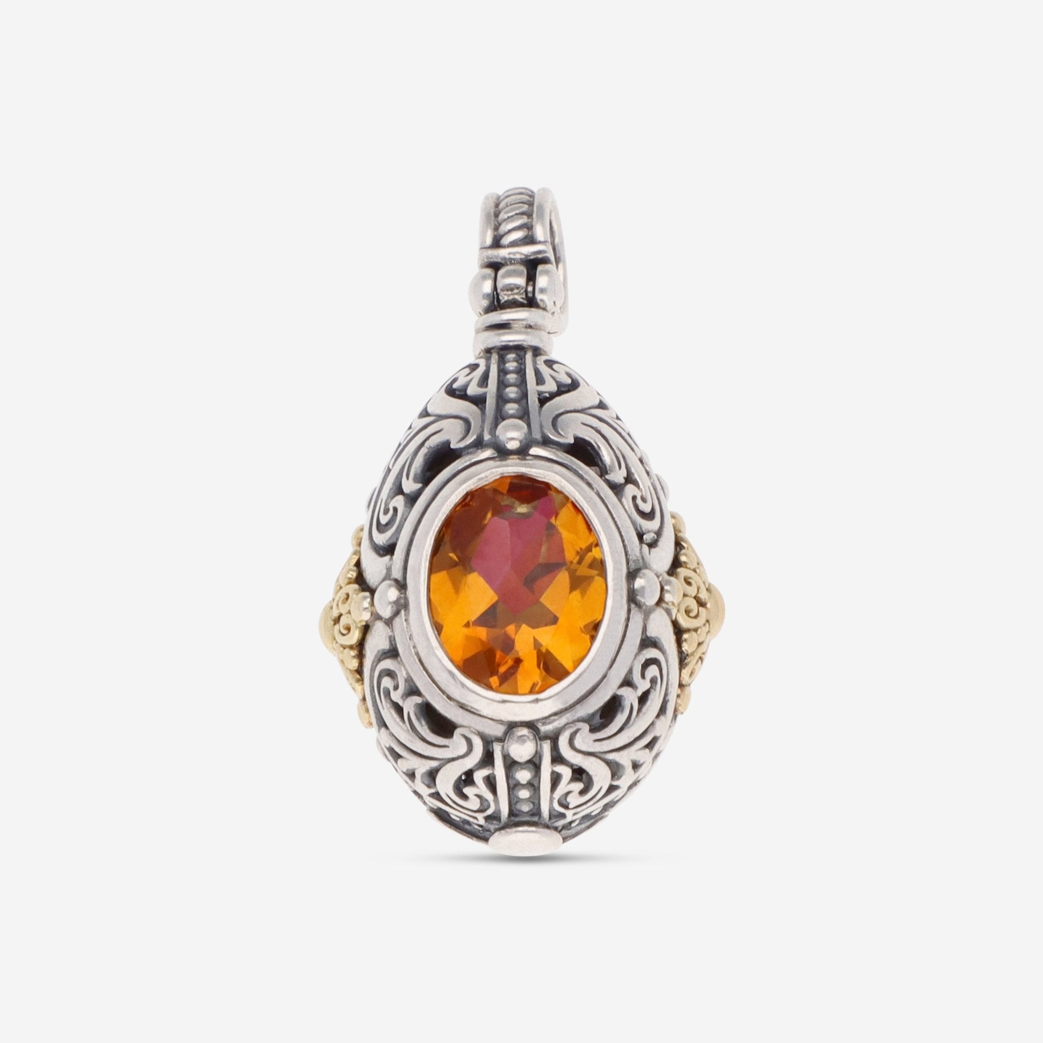 Konstantino Kleos Silver & 18K Yellow Gold Citrine Pendant MEMK5209 - 107 - CUT - THE SOLIST - Konstantino