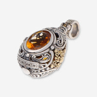 Konstantino Kleos Silver & 18K Yellow Gold Citrine Pendant MEMK5209 - 107 - CUT - THE SOLIST - Konstantino