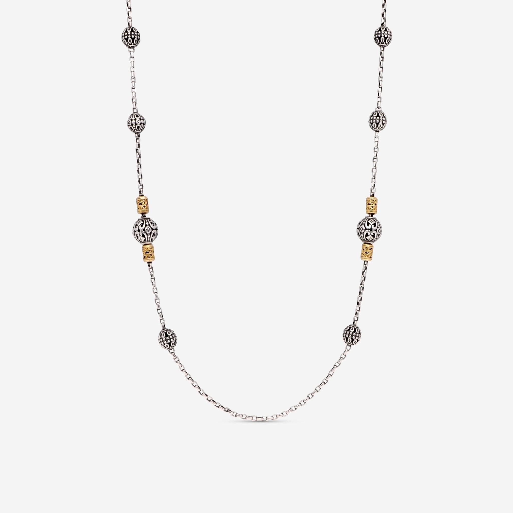 Konstantino Kleos Sterling Silver & 18k Yellow Gold Station Necklace KOMK4768 - 130 - 33 - THE SOLIST - Konstantino