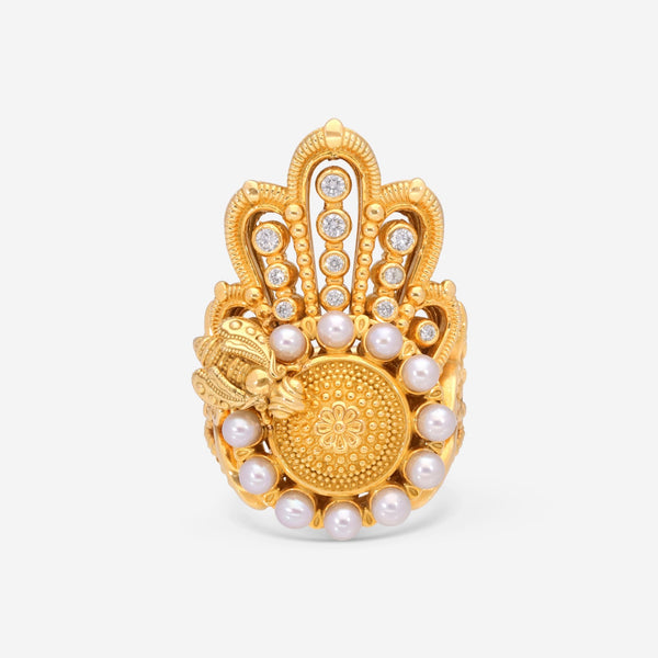 Konstantino Melissa 18K Yellow Gold Bee, Diamonds and Pearl Statement Ring DMK01116 - 18KT - 196 - THE SOLIST - Konstantino