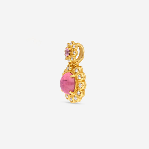 Konstantino Melissa 18K Yellow Gold, Brown Diamond and Pink Sapphire Mini Pendant MEMK04025 - 18KT - 434 - THE SOLIST - Konstantino