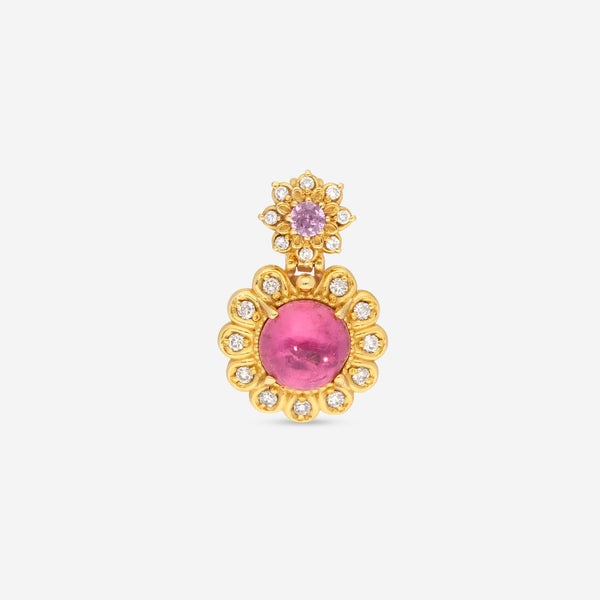 Konstantino Melissa 18K Yellow Gold, Brown Diamond and Pink Sapphire Mini Pendant MEMK04025 - 18KT - 434 - THE SOLIST - Konstantino