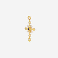 Konstantino Melissa 18K Yellow Gold, Brown Diamond, Sapphire and Pearl Cross Pendant - THE SOLIST - Konstantino