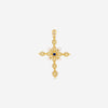 Konstantino Melissa 18K Yellow Gold, Brown Diamond, Sapphire and Pearl Cross Pendant - THE SOLIST - Konstantino