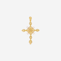 Konstantino Melissa 18K Yellow Gold, Brown Diamond, Sapphire and Pearl Cross Pendant - THE SOLIST - Konstantino