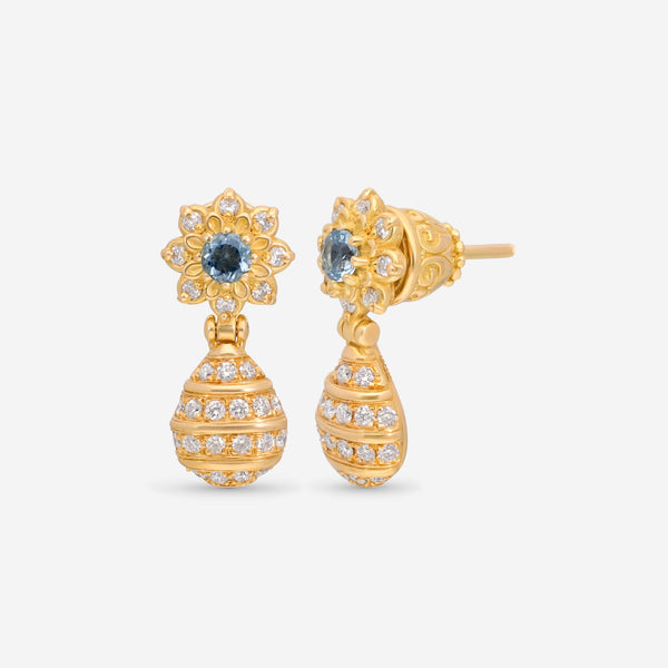 Konstantino Melissa 18K Yellow Gold, Diamond and Aquamarine Drop Earrings SKMK03108 - 18KT - 147 - THE SOLIST - Konstantino