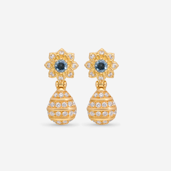 Konstantino Melissa 18K Yellow Gold, Diamond and Aquamarine Drop Earrings SKMK03108 - 18KT - 147 - THE SOLIST - Konstantino