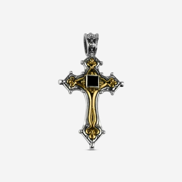 Konstantino Myrmidones Sterling Silver & Bronze Onyx Cross Pendant STKJ316 - 120 - THE SOLIST - Konstantino