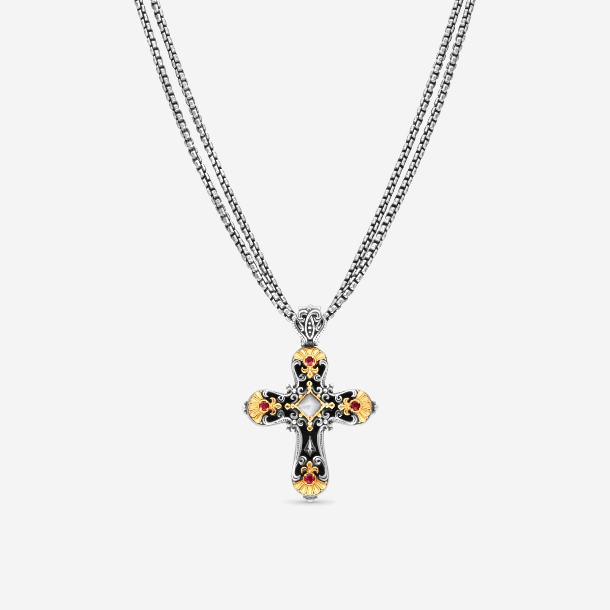 Konstantino Nemesis Sterling Silver & 18K Yellow Gold Cross Pendant Necklace STMK6966 - 399 - CUT.CHKJ2 - 131 - 51 - THE SOLIST - Konstantino