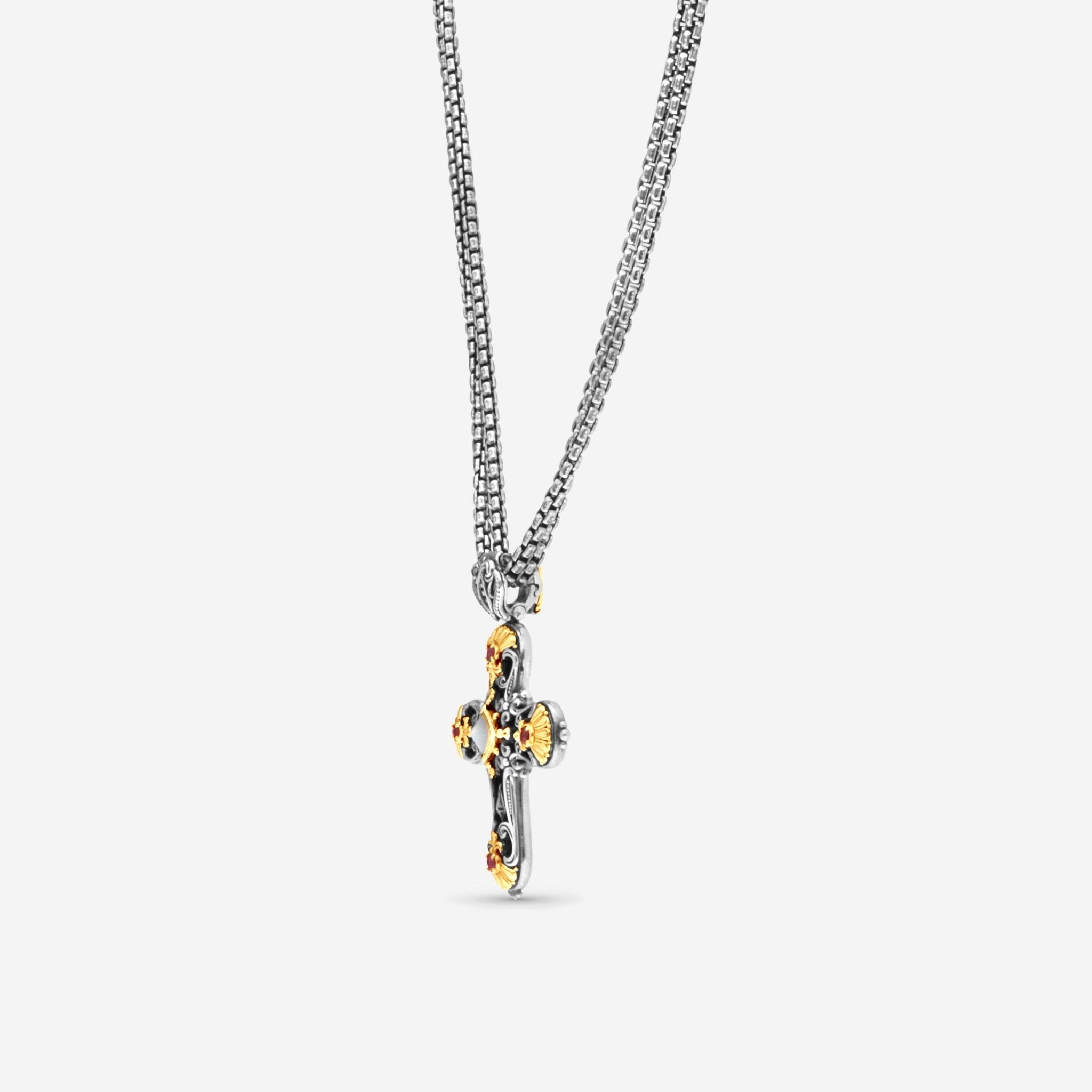 Konstantino Nemesis Sterling Silver & 18K Yellow Gold Cross Pendant Necklace STMK6966 - 399 - CUT.CHKJ2 - 131 - 51 - THE SOLIST - Konstantino