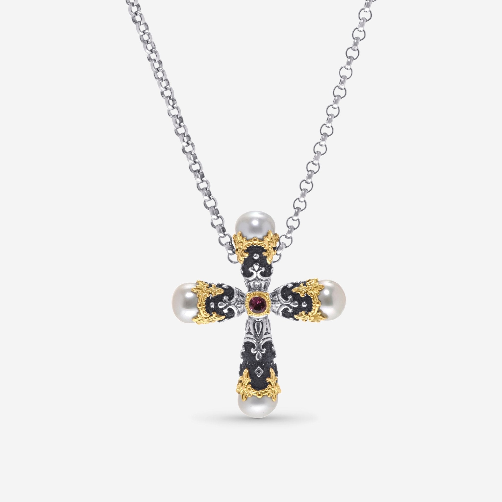 Nemesis Sterling Silver 18K Yellow Gold Tourmaline Pendant Necklace KOMK4728 229 CAB CUT