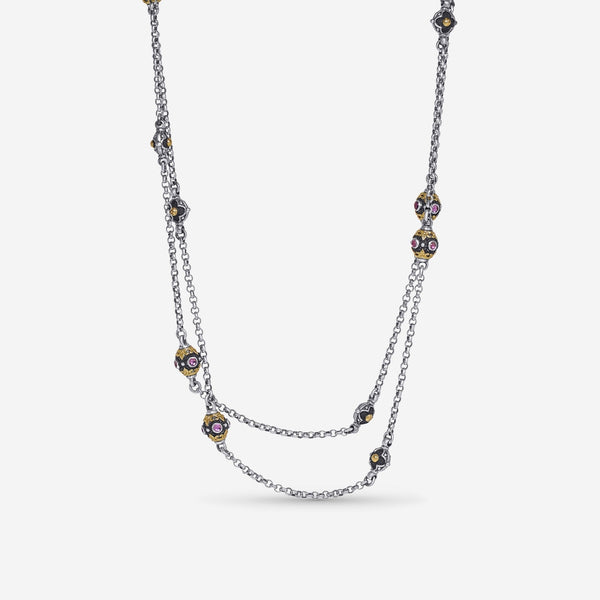 Konstantino Nemesis Sterling Silver and 18K Yellow Gold with Tourmaline Statement Necklace KOMK4724 - 126 - CAB - 36 6U - THE SOLIST - Konstantino