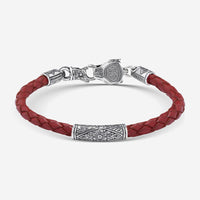 Konstantino Perseus Sterling Silver, Bronze & Leather Bracelet BKJ668 - 300 - RED - THE SOLIST - Konstantino